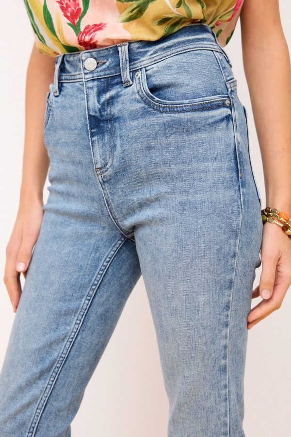 BamCrea48359 Mid Blue Slim Supersoft Jeans - Image 4