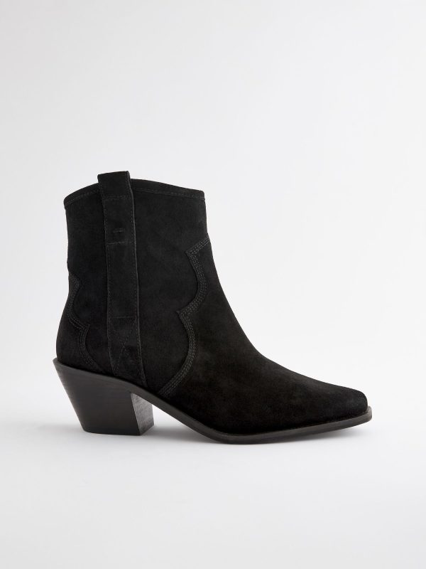 BamCrea48321 Black Sdard/Wide Fit Leather Ankle Cowboy Boots - Image 4