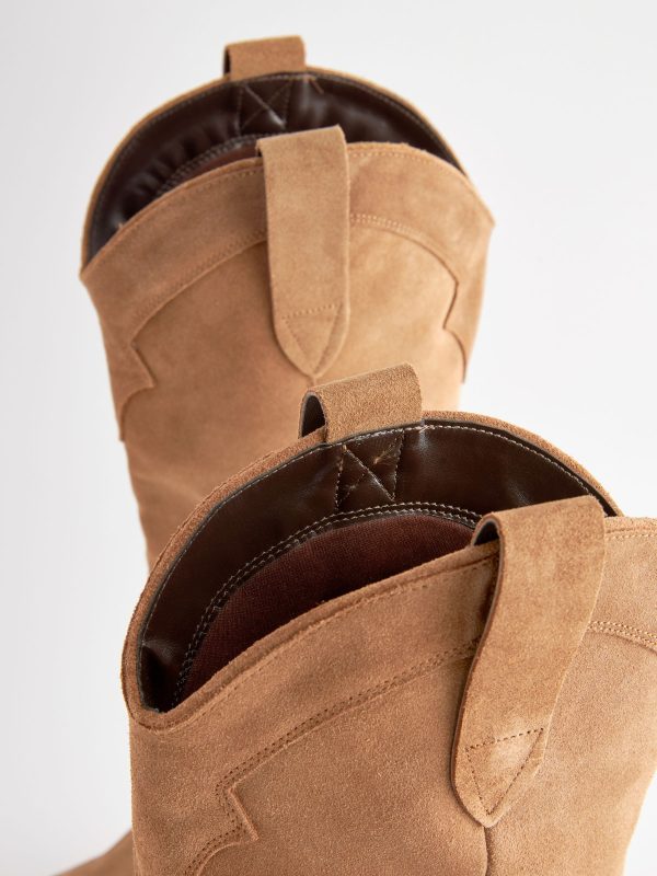 BamCrea48326 Brown Suede Cowboy Boho Knee High Boots - Image 7