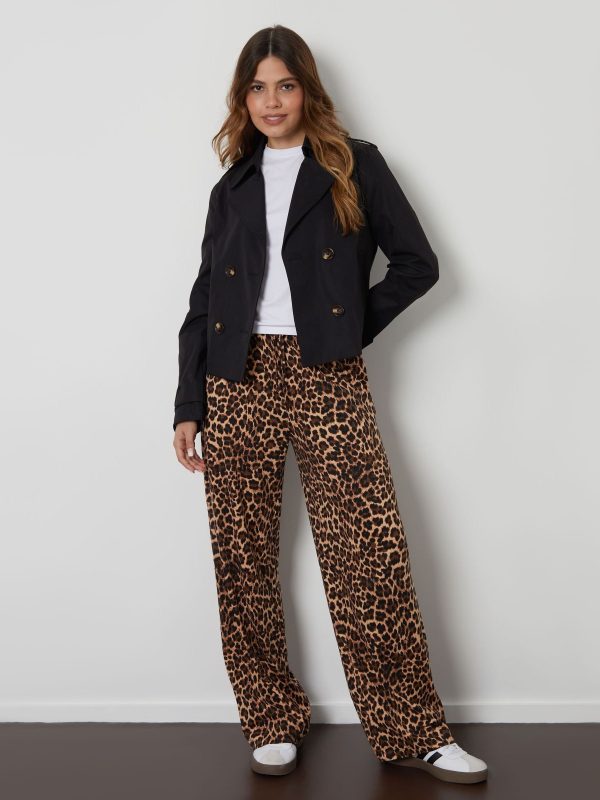 BamCrea48346 Black Double Breasted Cropped Trench Jacket - Image 3