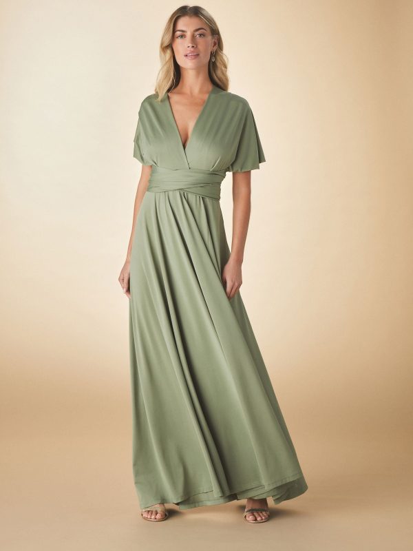 BamCrea48339 Olive Green Jersey Multiway Bridesmaid Wedding Maxi Dress - Image 2