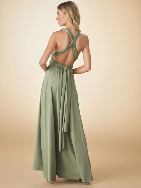 BamCrea48339 Olive Green Jersey Multiway Bridesmaid Wedding Maxi Dress - Image 4