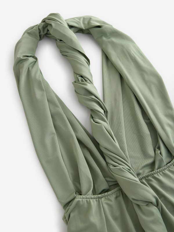 BamCrea48339 Olive Green Jersey Multiway Bridesmaid Wedding Maxi Dress - Image 9