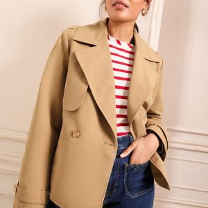 BamCrea48351 Wrap Belted Short Trench Jacket