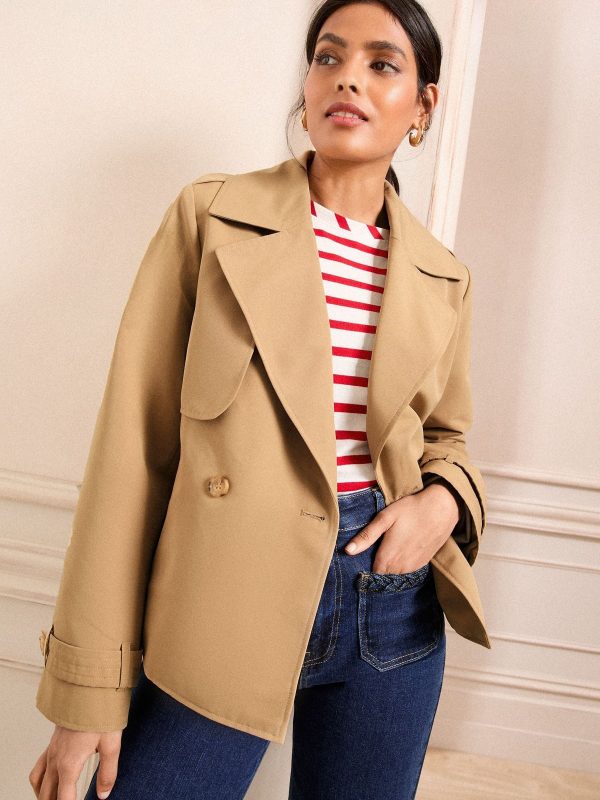 BamCrea48351 Wrap Belted Short Trench Jacket