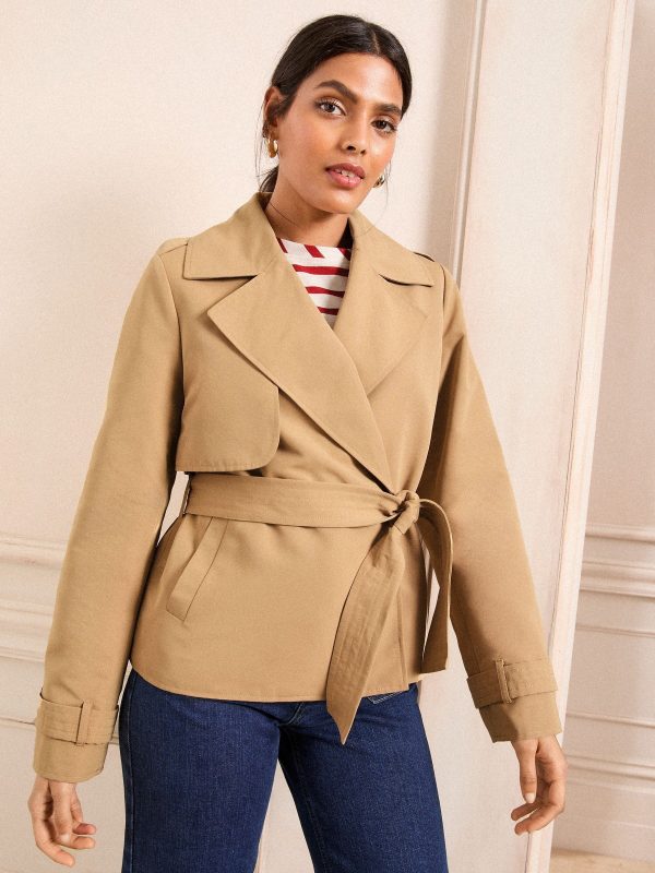 BamCrea48351 Wrap Belted Short Trench Jacket - Image 2
