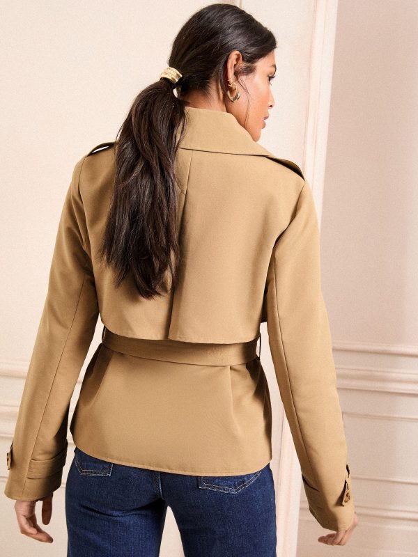 BamCrea48351 Wrap Belted Short Trench Jacket - Image 5
