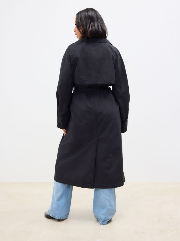 BamCrea48353 Black Shower Resistant Trench Coat - Image 3