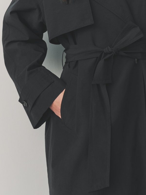 BamCrea48353 Black Shower Resistant Trench Coat - Image 5