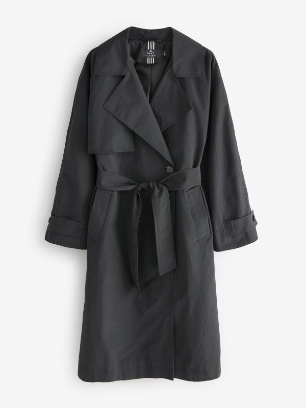 BamCrea48353 Black Shower Resistant Trench Coat - Image 6