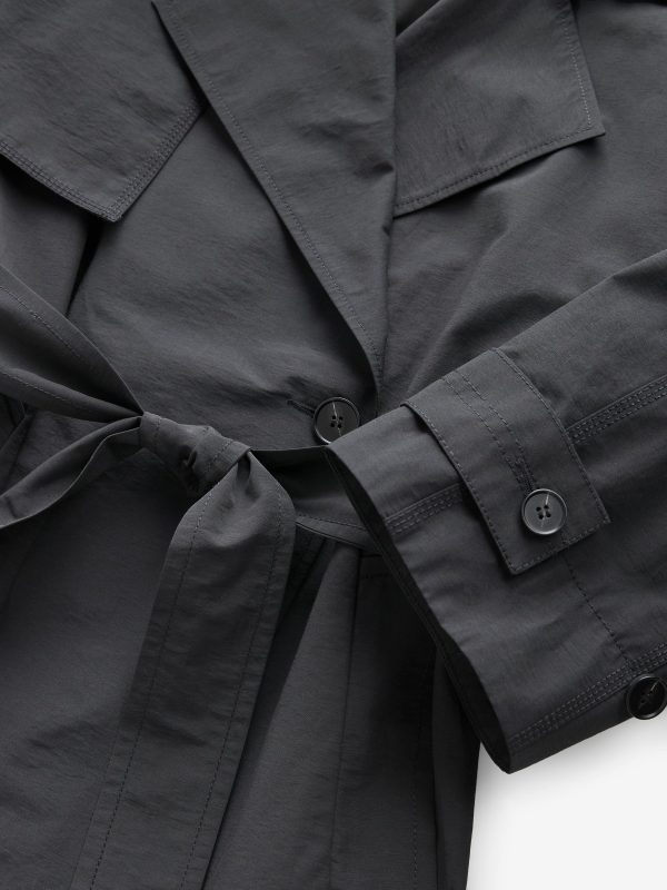 BamCrea48353 Black Shower Resistant Trench Coat - Image 7