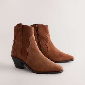 BamCrea48325 Brown Sdard/Wide Fit Leather Ankle Cowboy Boots