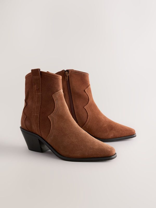 BamCrea48325 Brown Sdard/Wide Fit Leather Ankle Cowboy Boots