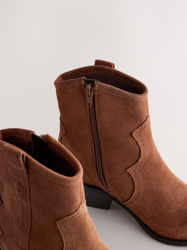 BamCrea48325 Brown Sdard/Wide Fit Leather Ankle Cowboy Boots - Image 3