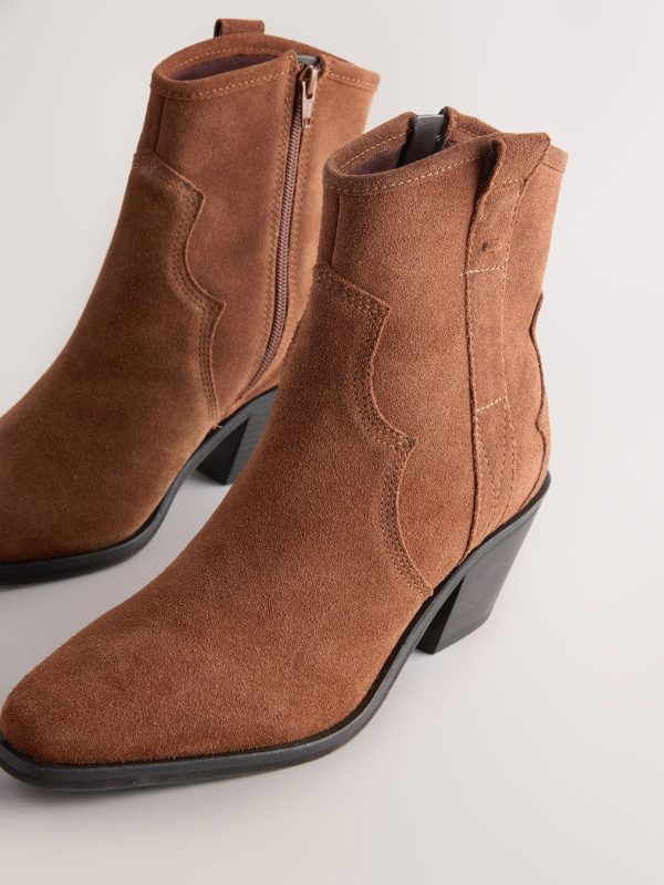BamCrea48325 Brown Sdard/Wide Fit Leather Ankle Cowboy Boots - Image 4