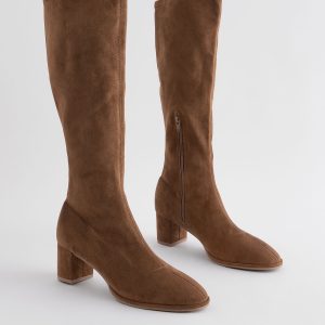 BamCrea48332 Brown Sdard/Wide Fit Sock Block Knee High Boots