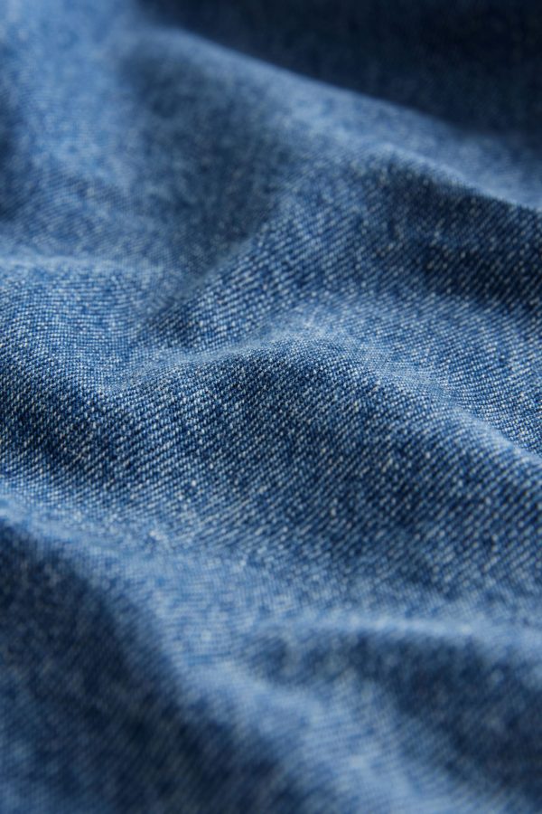 BamCrea48357 Blue Adjustable Cinch Back Wide Leg 100% Cotton Jeans - Image 8