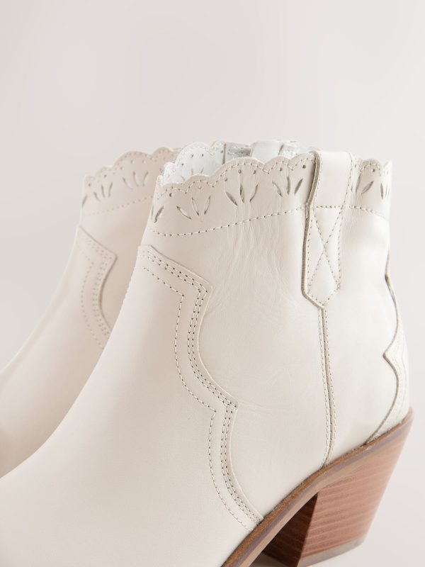 BamCrea48322 Neutral Leather Scallop Edge Boho Cowboy Boots - Image 10