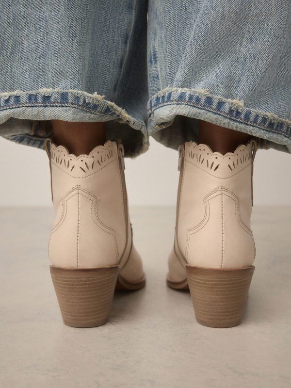 BamCrea48322 Neutral Leather Scallop Edge Boho Cowboy Boots - Image 4