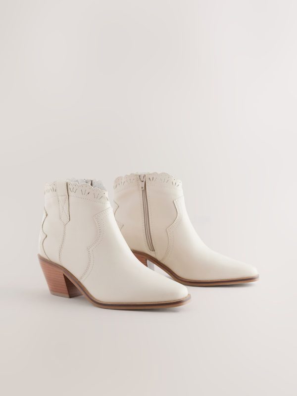 BamCrea48322 Neutral Leather Scallop Edge Boho Cowboy Boots - Image 6