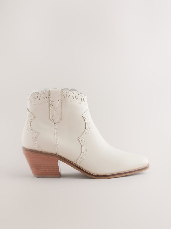 BamCrea48322 Neutral Leather Scallop Edge Boho Cowboy Boots - Image 7
