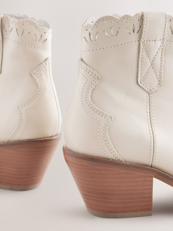 BamCrea48322 Neutral Leather Scallop Edge Boho Cowboy Boots - Image 9