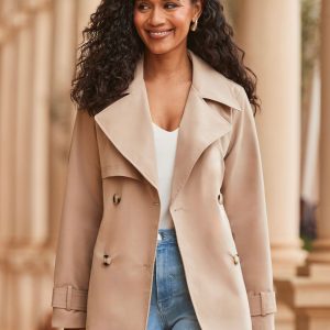 BamCrea48350 Natural Trench Coat With Pockets