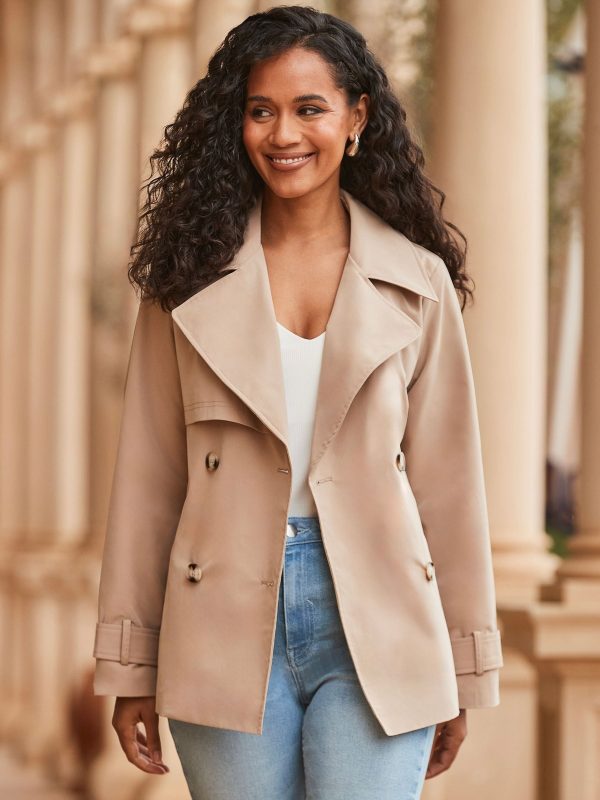 BamCrea48350 Natural Trench Coat With Pockets