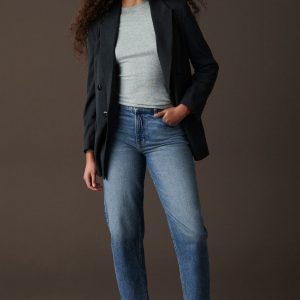 BamCrea48363 Dark Blue Barrel Jeans