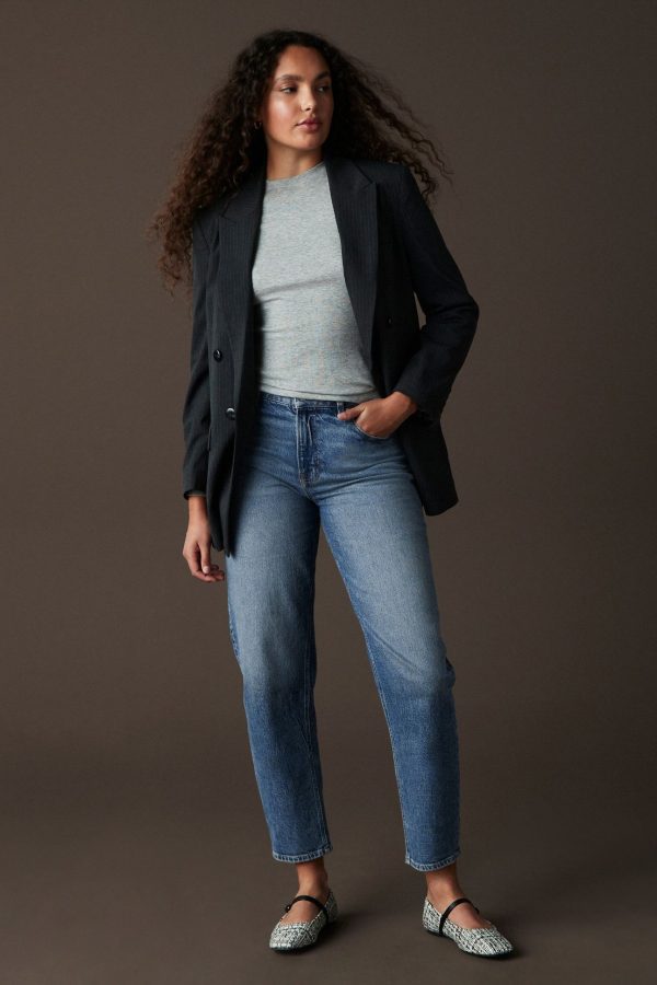 BamCrea48363 Dark Blue Barrel Jeans