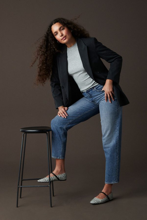 BamCrea48363 Dark Blue Barrel Jeans - Image 2