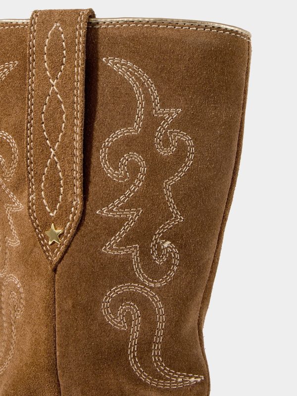 BamCrea48330 Brown Pipe Detail Suede Western Boots - Image 8
